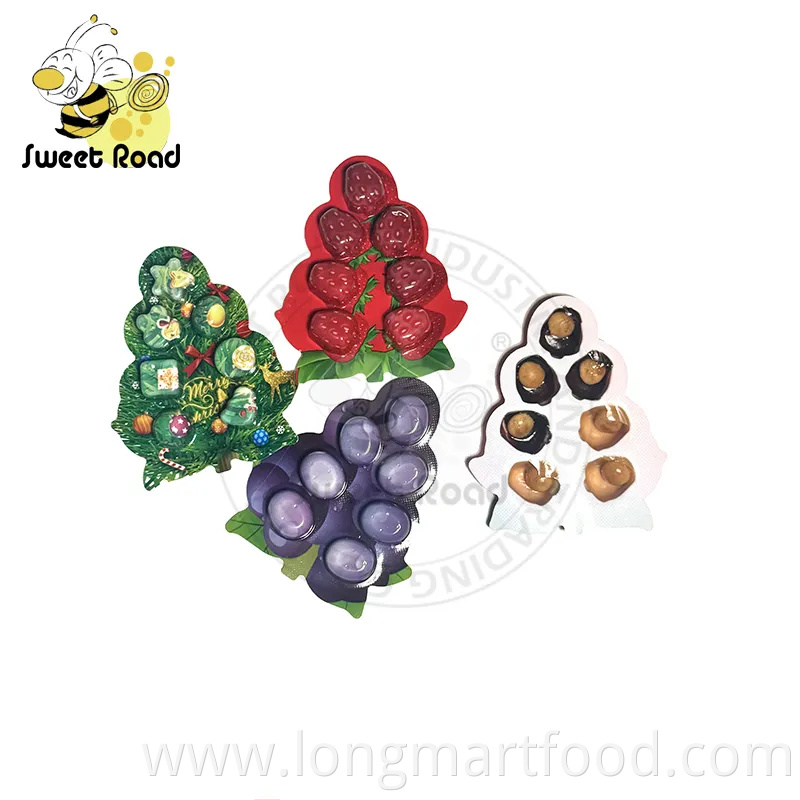 Strawberries, Grapes, Christmas Tree Shape Chocolate Products with Biscuits+Chocolate